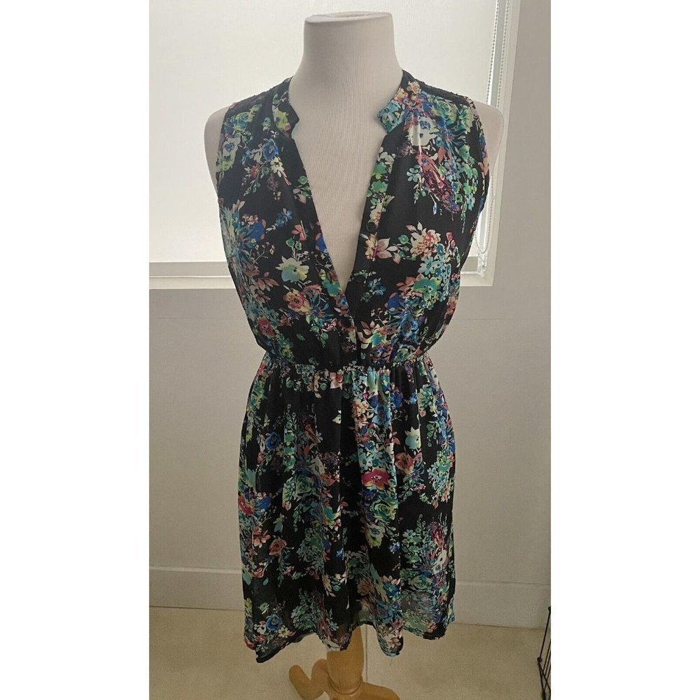 3/$15 SALE - Women's Pink Rose Black Floral High Low Dress Size Small S